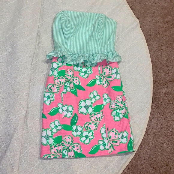 Lilly Pulitzer Peplum Seersucker Lowe Dress - Picture 3 of 6